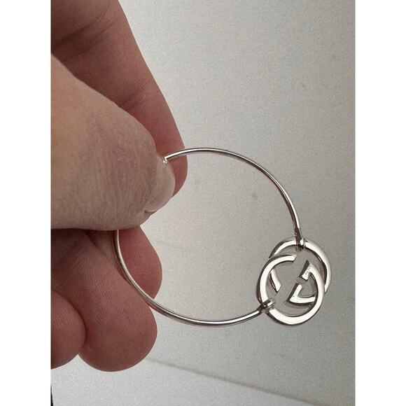 GUCCI Britt Interlocking GG Hoop Drop Dangle Earrings Sterling Silver 925 NEW - Picture 8 of 10